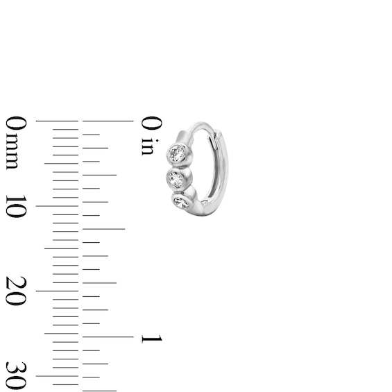 Solid Sterling Silver CZ Round Bezel Huggie Hoops