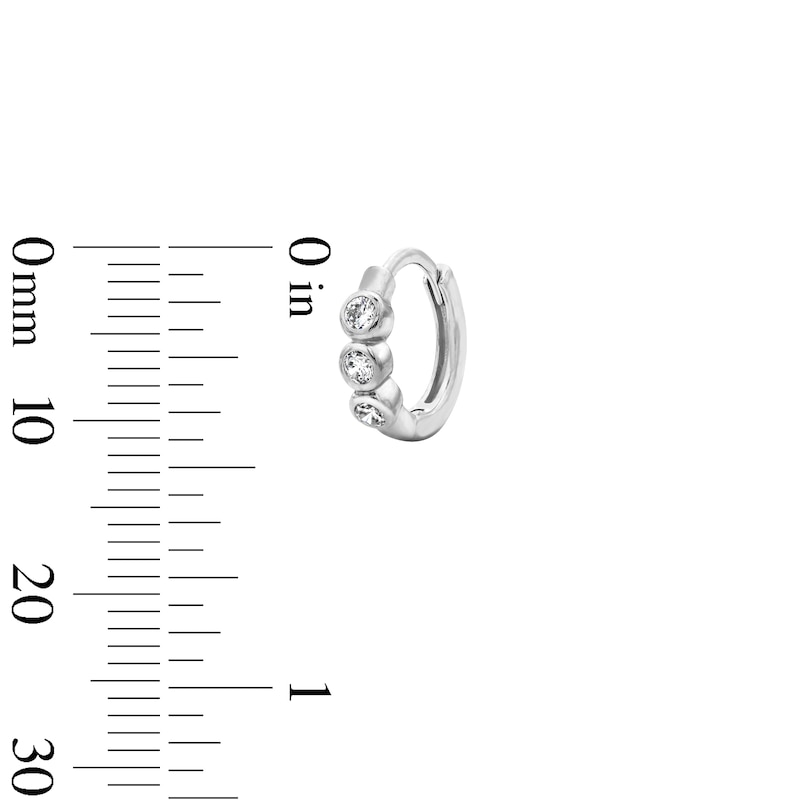 Main Image 2 of Solid Sterling Silver CZ Trio Huggie Hoops