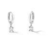 Thumbnail Image 1 of Solid Sterling Silver Princess-Cut CZ Hoop Drop Earrings