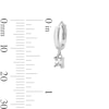 Thumbnail Image 2 of Solid Sterling Silver Princess-Cut CZ Hoop Drop Earrings