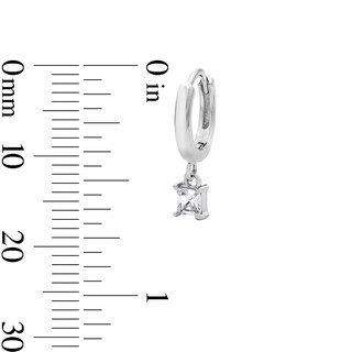 Solid Sterling Silver Square CZ Drop Huggie Hoops