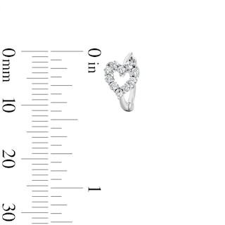 Solid Sterling Silver CZ Heart Outline Huggie Hoops