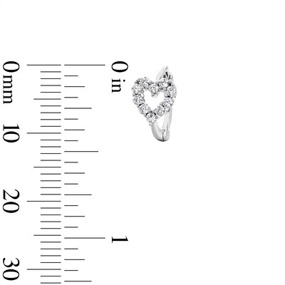 Solid Sterling Silver CZ Heart Outline Huggie Hoops