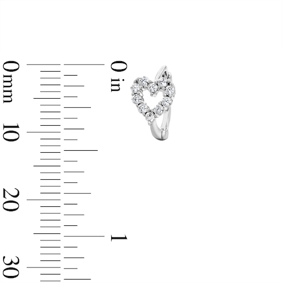 Solid Sterling Silver CZ Heart Outline Huggie Hoops