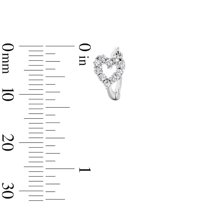 Main Image 2 of Solid Sterling Silver CZ Heart Outline Huggie Hoops