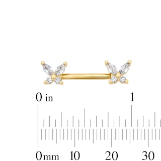 Yellow Ion-Plated CZ Butterfly Barbell Set - 14G 7/16"