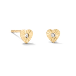 10K Solid Gold 1/20 CT. T.W. Lab-Grown Diamond Heart Studs