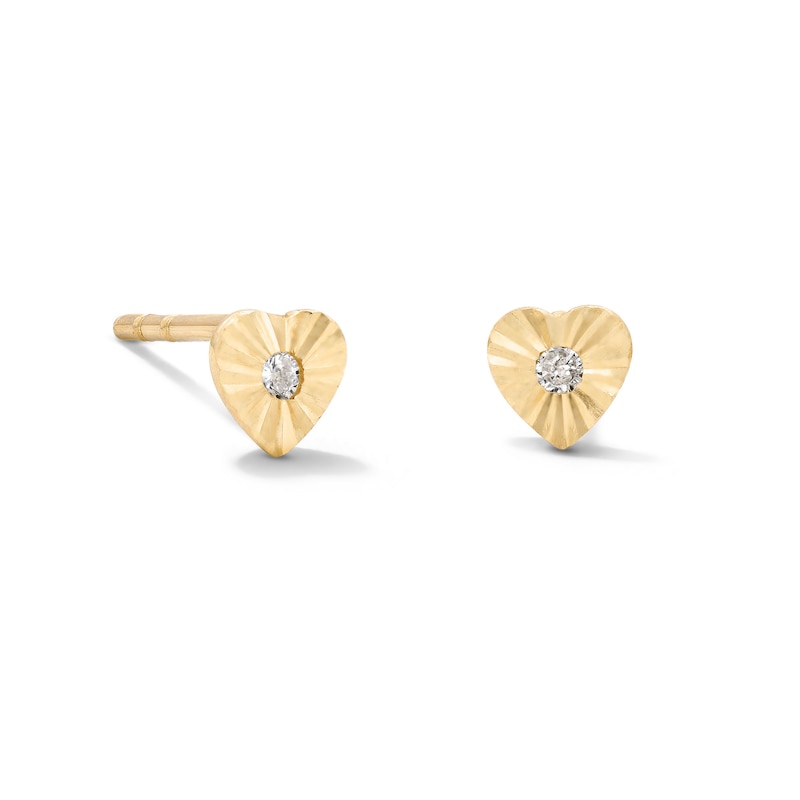 Main Image 1 of 10K Solid Gold 1/20 CT. T.W. Lab-Grown Diamond Heart Studs