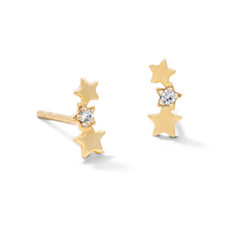Main Image 1 of 10K Solid Gold Lab-Grown Diamond Accent Star Studs