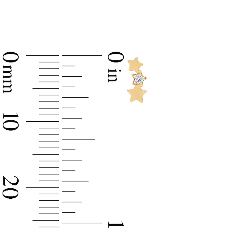 Main Image 2 of 10K Solid Gold Lab-Grown Diamond Accent Star Studs