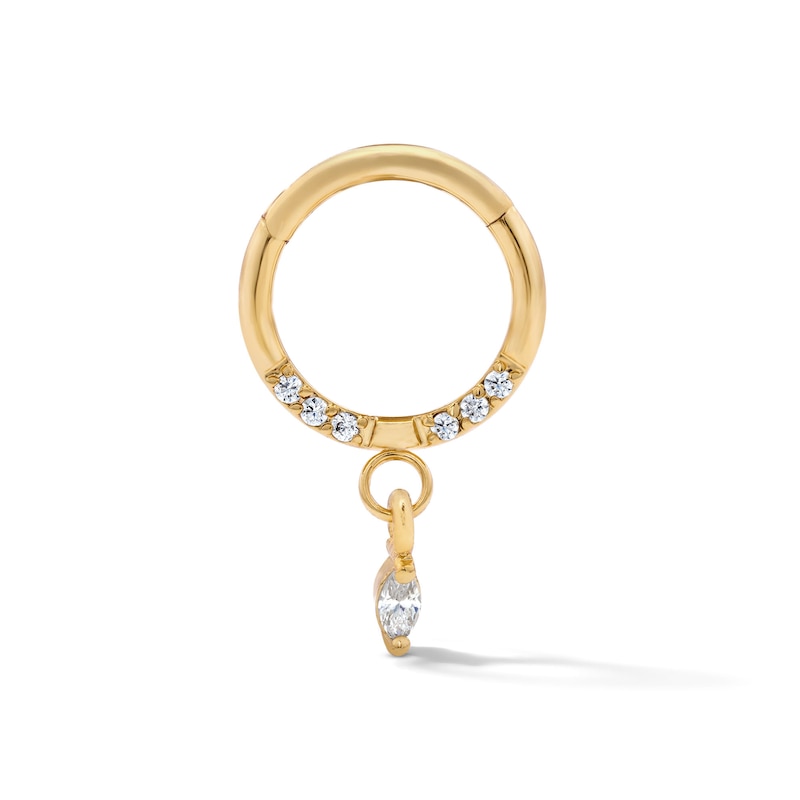 Yellow Ion-Plated CZ Marquise and Round Clicker Hoop - 16G 3/8"