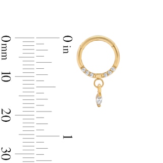Yellow Ion-Plated CZ Marquise and Round Clicker Hoop - 16G 3/8"
