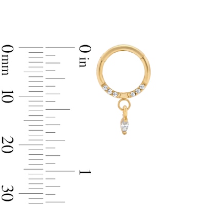 Yellow Ion-Plated CZ Marquise and Round Clicker Hoop - 16G 3/8"