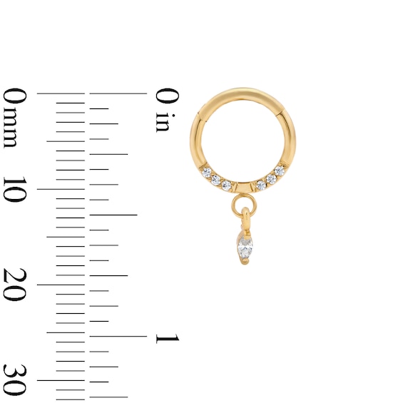 Yellow Ion-Plated CZ Marquise and Round Clicker Hoop - 16G 3/8"