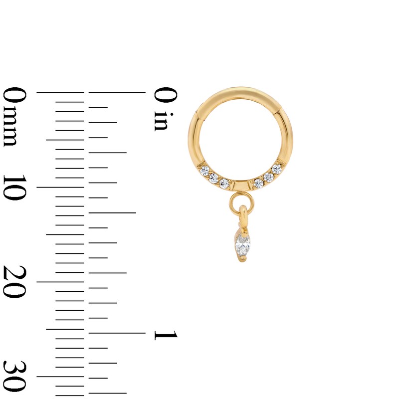 Yellow Ion-Plated CZ Marquise and Round Clicker Hoop - 16G 3/8"