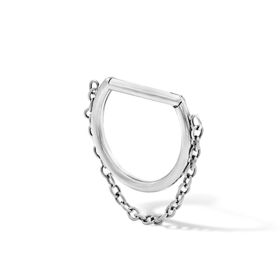 Semi-Solid Stainless Steel Chain Dangle Clicker Hoop - 16G 3/8"