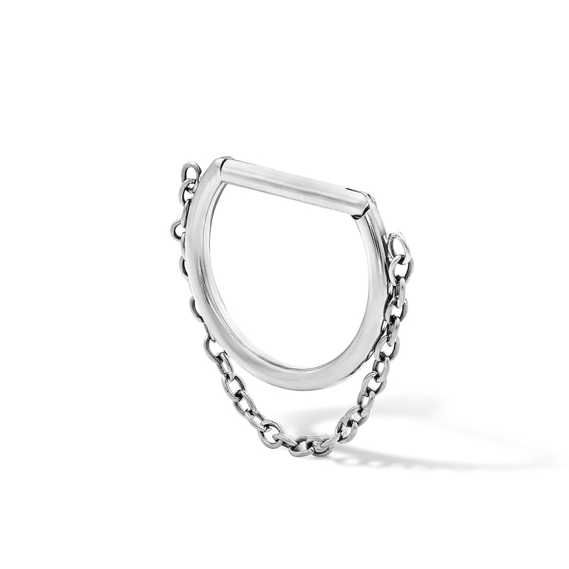 Main Image 1 of Semi-Solid Stainless Steel Chain Dangle Clicker Hoop - 16G 3/8"