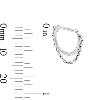 Semi-Solid Stainless Steel Chain Dangle Clicker Hoop - 16G 3/8"