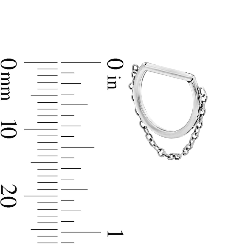 Main Image 2 of Semi-Solid Stainless Steel Chain Dangle Clicker Hoop - 16G 3/8"