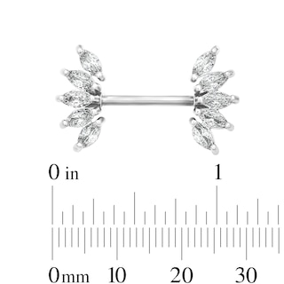Solid Stainless Steel CZ Marquise Barbell Set - 14G 7/16"