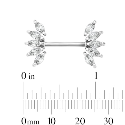 Solid Stainless Steel CZ Marquise Barbell Set - 14G 7/16"