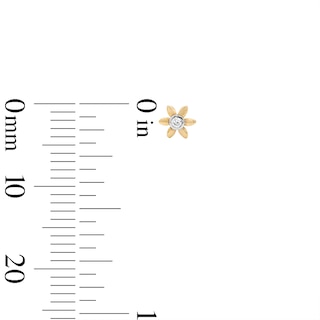 10K Solid Gold Lab-Grown Diamond Accent Flower Studs