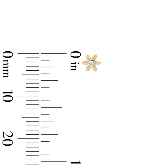 10K Solid Gold Lab-Grown Diamond Accent Flower Studs