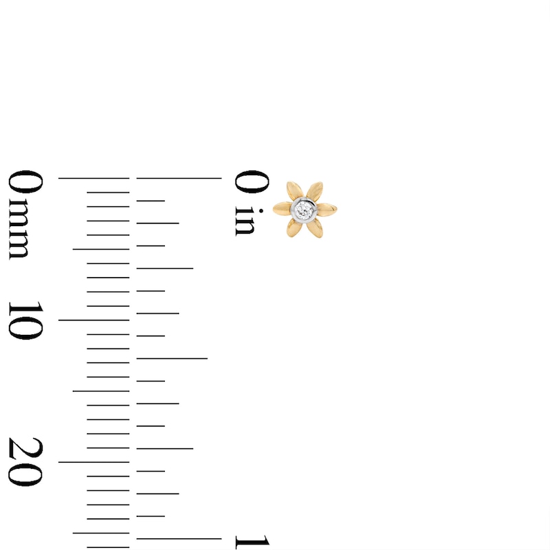 Main Image 2 of 10K Solid Gold Lab-Grown Diamond Accent Flower Studs