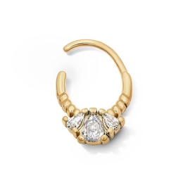 Yellow Ion-Plated Triple Pear CZ Textured Clicker Hoop - 16G 5/16"