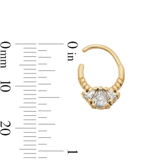 Yellow Ion-Plated Triple Pear CZ Textured Clicker Hoop - 16G 5/16"