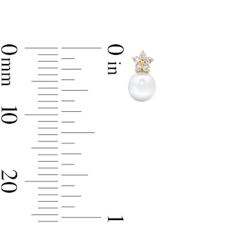 10K Solid Gold Freshwater Cultured Pearl and 1/20 CT. T.W. Lab-Grown Diamond Studs