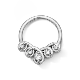 Solid Stainless Steel CZ SwirlClicker Hoop - 16G 5/16"
