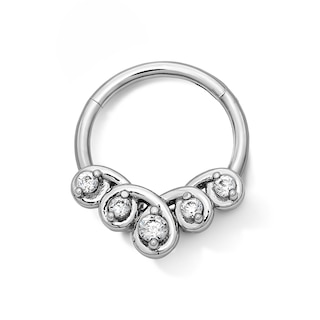 Solid Stainless Steel CZ SwirlClicker Hoop - 16G 5/16"