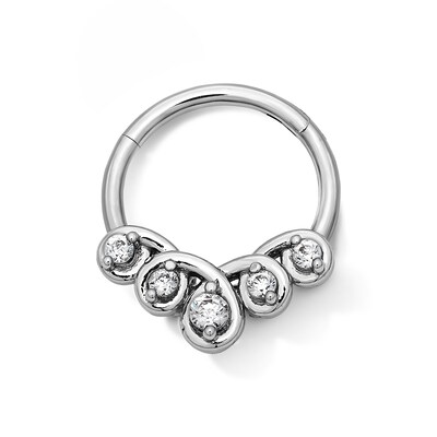 Solid Stainless Steel CZ SwirlClicker Hoop - 16G 5/16"
