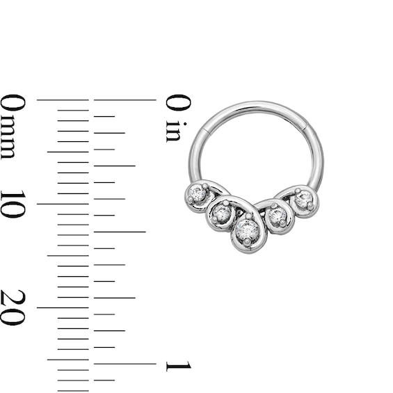 Solid Stainless Steel CZ SwirlClicker Hoop - 16G 5/16"
