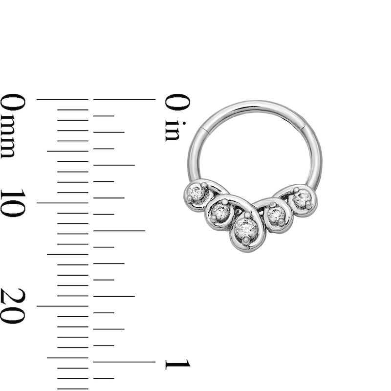 Main Image 2 of Solid Stainless Steel CZ SwirlClicker Hoop - 16G 5/16"