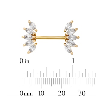 Yellow Ion-Plated CZ Marquise Barbell Set - 14G 7/16"