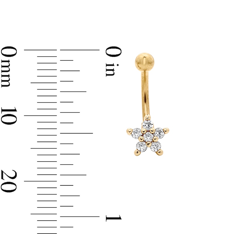 Main Image 4 of Yellow Ion-Plated CZ Flower, Bezel, and Solitaire Curved Barbell Set - 16G 3/8"