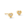 Thumbnail Image 1 of 10K Solid Gold Lab-Grown Diamond Accent Heart Studs