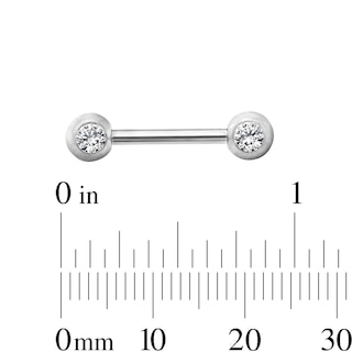 Solid Stainless Steel Crystal Bezel Barbell Set - 14G 7/16"
