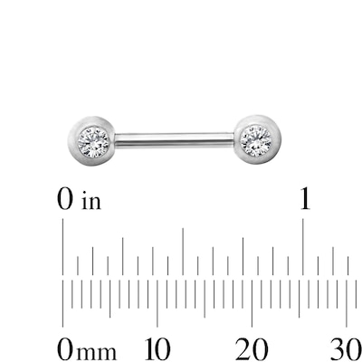Solid Stainless Steel Crystal Bezel Barbell Set - 14G 7/16"
