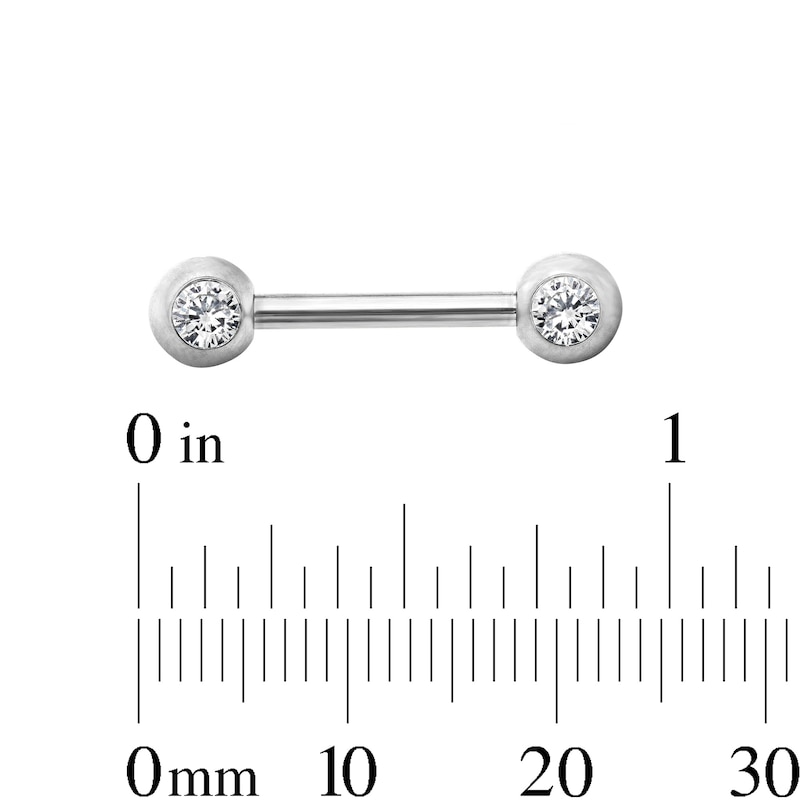 Main Image 2 of Solid Stainless Steel Crystal Bezel Barbell Set - 14G 7/16"