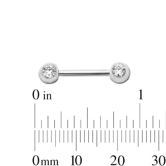 Solid Stainless Steel Crystal Bezel Barbell Set - 14G 7/16"
