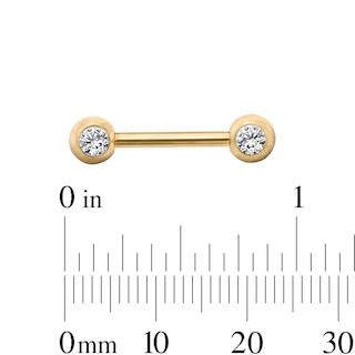 Yellow Ion-Plated Crystal Bezel Barbell Set - 14G 7/16"