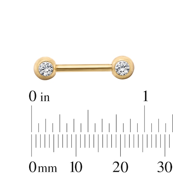 Yellow Ion-Plated Crystal Bezel Barbell Set - 14G 7/16"