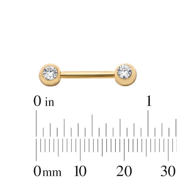 Yellow Ion-Plated Crystal Bezel Barbell Set - 14G 7/16"