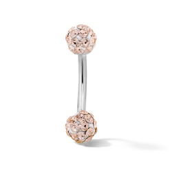 Solid Stainless Steel Champagne Crystal Curved Barbell - 16G 5/16"