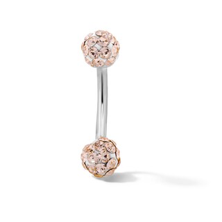 Solid Stainless Steel Champagne Crystal Curved Barbell - 16G 5/16"