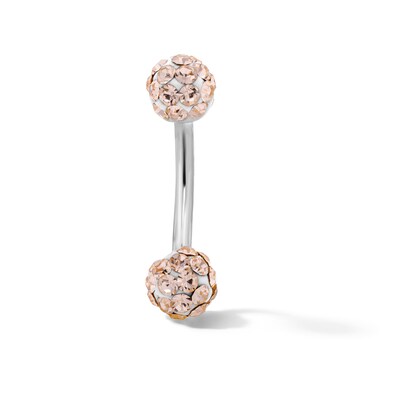 Solid Stainless Steel Champagne Crystal Curved Barbell - 16G 5/16"