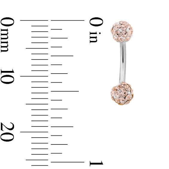 Solid Stainless Steel Champagne Crystal Curved Barbell - 16G 5/16"